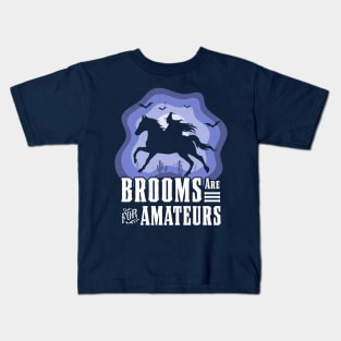 Brooms Are For Amateurs Witch Riding Horse Halloween Western Kids T-Shirt